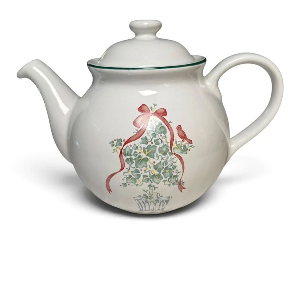 Vintage Corelle Coordinates Callaway Holiday Stoneware Teapot 1 Qt